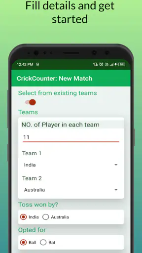 Cricket: Local match scorebook screenshot