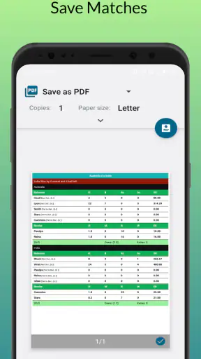 Cricket: Local match scorebook screenshot
