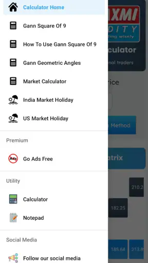 Gann Square Of 9 Calculator screenshot
