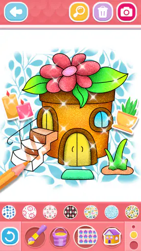 Glitter House coloring for kid screenshot