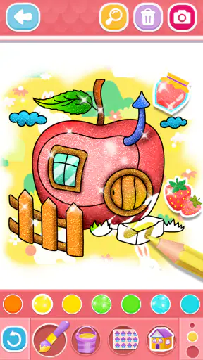 Glitter House coloring for kid screenshot