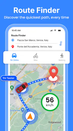 GPS, मैप्स और नेविगेशन, रूट screenshot
