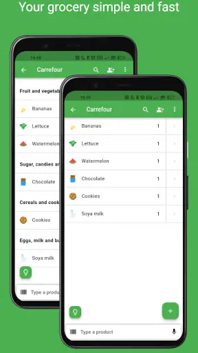 Grocery shared list and pantry screenshot