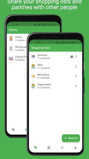 Grocery shared list and pantry screenshot