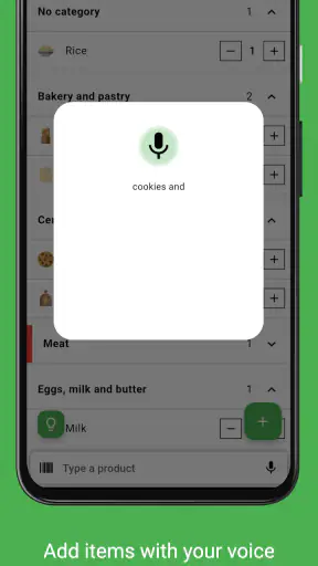 Grocery shared list and pantry screenshot