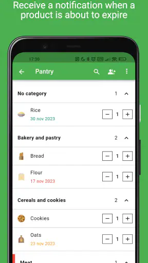 Grocery shared list and pantry screenshot