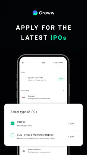 Groww Stocks, Mutual Fund, IPO screenshot