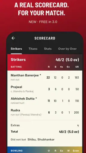 GULLY CRIX - क्रिकेट स्कोर App screenshot