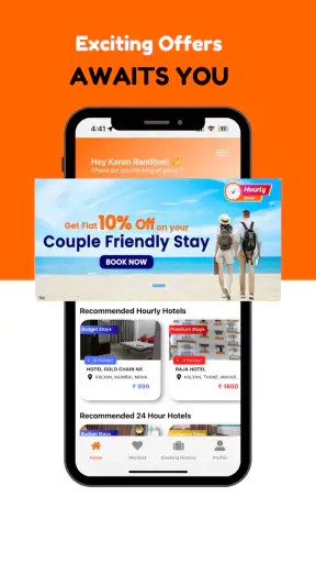 Hourly Rooms Hotel Booking App screenshot