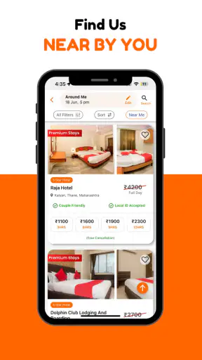 Hourly Rooms Hotel Booking App screenshot