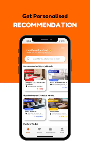 Hourly Rooms Hotel Booking App screenshot
