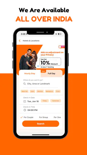 Hourly Rooms Hotel Booking App screenshot