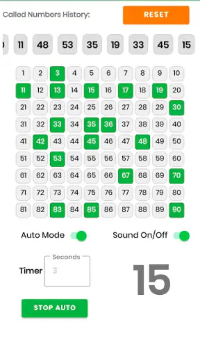 Housie Number Generator screenshot