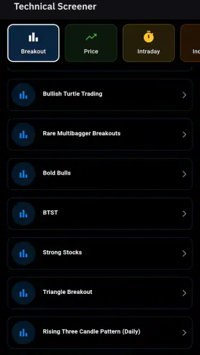 Intraday Screener screenshot