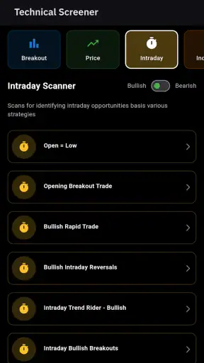 Intraday Screener screenshot