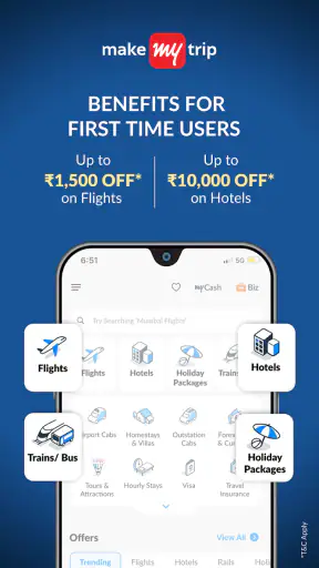 MakeMyTrip: होटल, फ्लाइट, बस screenshot