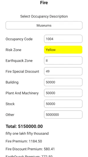 Motor Insurance Calculator screenshot