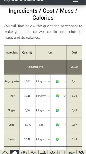 My Cake Calculator screenshot