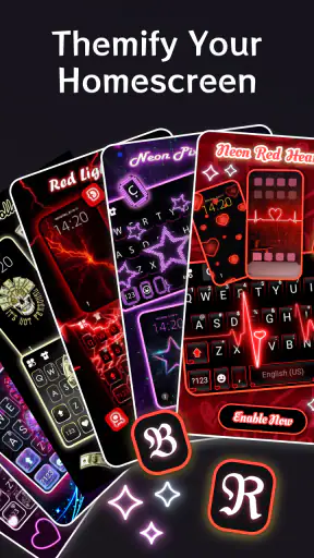 Neon Red Heartbeat कीबोर्ड screenshot