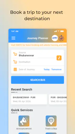 OSRTC Bus Booking screenshot