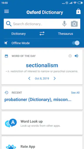 Oxford English Dict.&Thesaurus screenshot