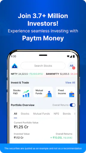 Paytm Money Stocks, MF, IPO screenshot