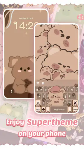 Pink Cute Hippo कीबोर्ड screenshot