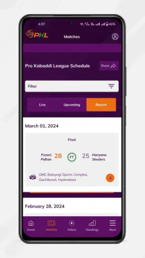 Pro Kabaddi Official App screenshot