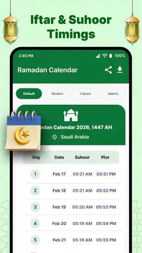 Ramadan Calendar 2026 Iftar screenshot