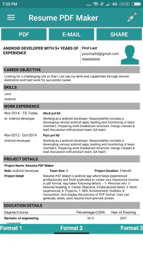 Resume PDF Maker / CV Builder screenshot