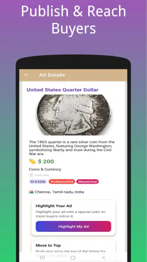 Sell old coins online screenshot