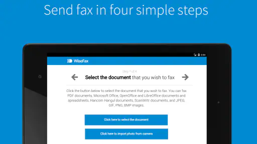 Send fax with WiseFax screenshot