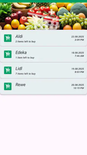 Shopping list app screenshot
