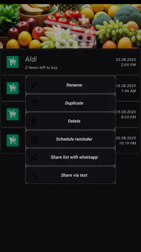 Shopping list app screenshot