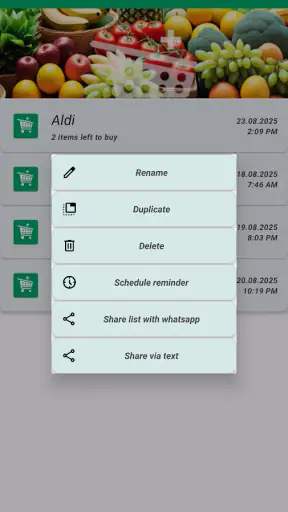 Shopping list app screenshot