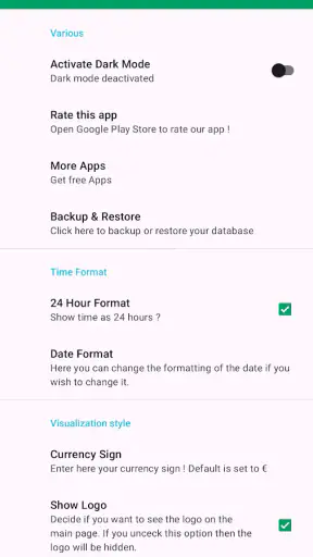 Shopping list app screenshot