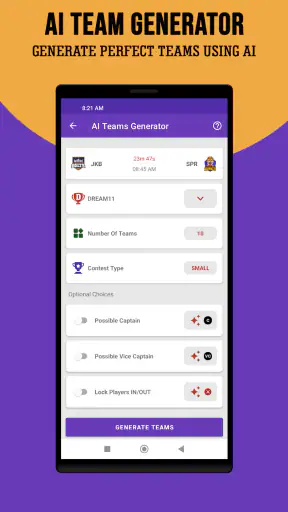 STAR11: Fantasy Team Generator screenshot