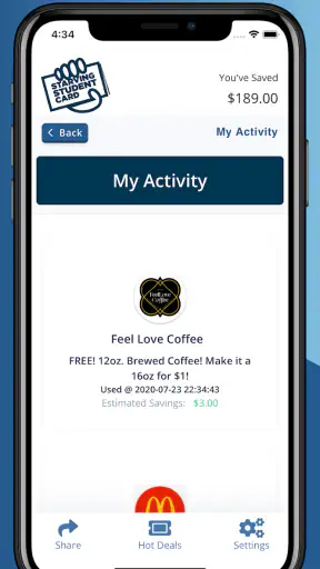 Starving Student Card App screenshot