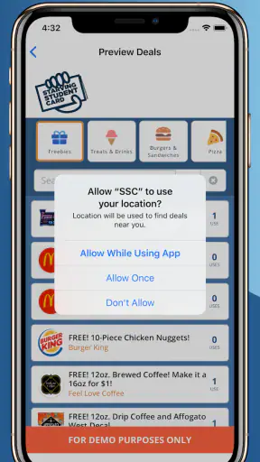 Starving Student Card App screenshot