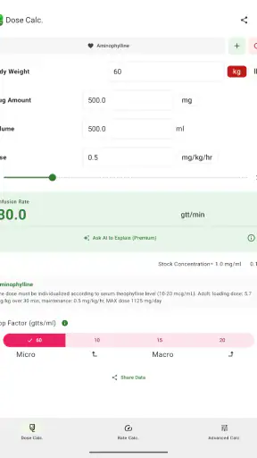 Super Infusion Calculator screenshot