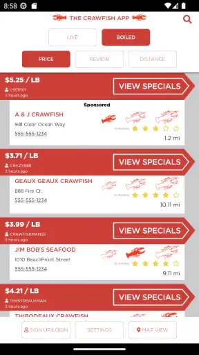 The Crawfish App screenshot