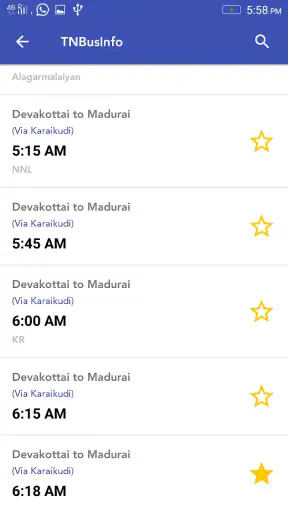TN Bus Info-TNSTC Bus timings screenshot
