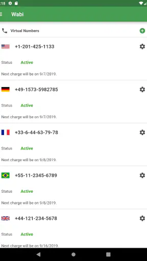 Wabi - वर्चुअल फोन नंबर screenshot