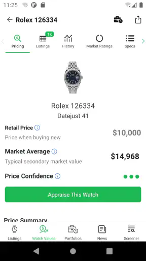 WatchCharts screenshot