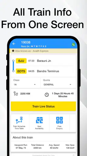 इंडियन रेल लाइव ट्रेन स्टेटस screenshot