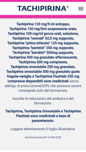 App Dosaggi Tachipirina screenshot