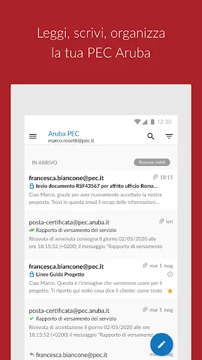 Aruba PEC screenshot