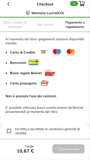 Bennet spesa online screenshot
