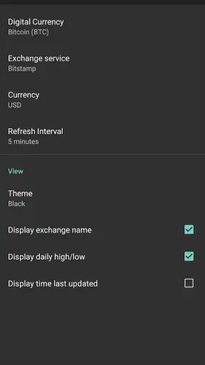 Bitcoin Ticker Widget screenshot