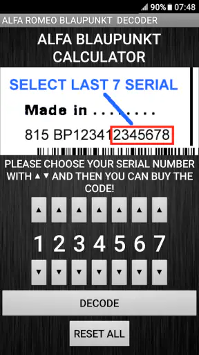 Blaupunkt Alfa RadioCodeDecode screenshot